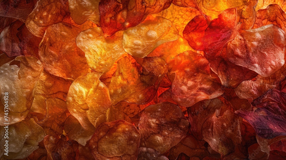 Chips, salty treat, snack, texture background. Generative AI