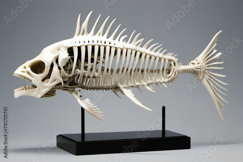 Ivory fish skeleton figurine. Digital illustration. © eestingnef