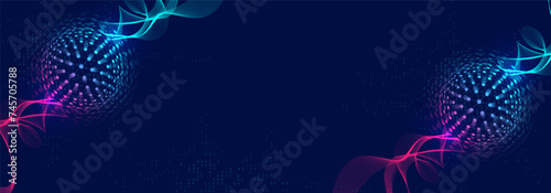 Quantum computing. Quantum processing. Artificial intelligence quantum computer technology concept. Future new technology for business or science presentation. Vector illustration.