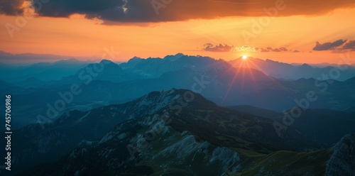 Discover the enchanting and magical allure of mountains at a summer sunset