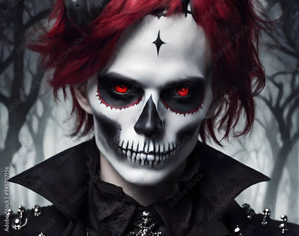 scary goth gothic style men man with a painted face white and black paint scary goth gothic style men man with a painted face white and black paint