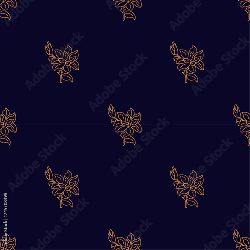 Seamless pattern Mystic golden flower Hand draw boho fantasy art for textile or t-shirt