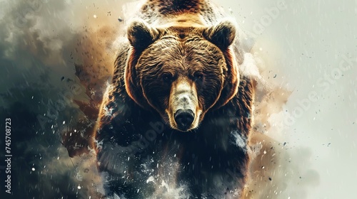 an illustrative logo with a grizzly bear