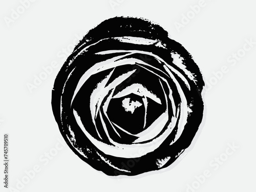 Flower engraving vector illustration. Scratch board style imitation. Black and white hand drawn image. llustrations for poster, background or card. photo