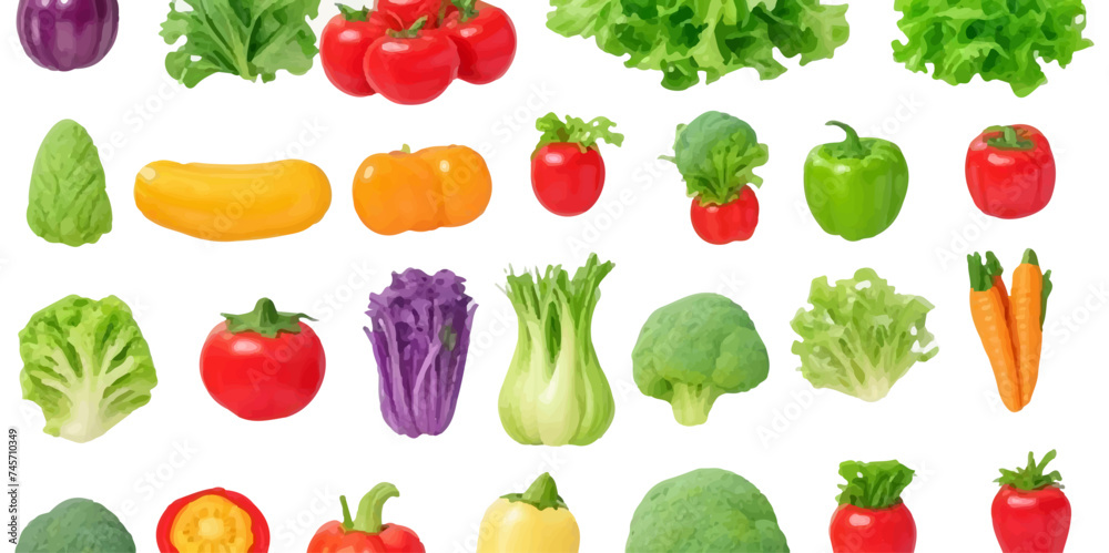 Set of Vegetables and Desserts Isometric Icons .Isolated Big set of color  icons on the theme of healthy  food. Flat design.  colored tomato sketch icon Vector
 - obrazy, fototapety, plakaty 