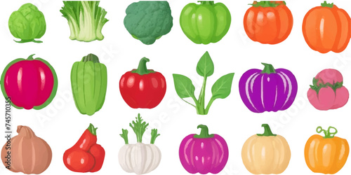 Set of Vegetables and Desserts Isometric Icons .Isolated Big set of color  icons on the theme of healthy  food. Flat design.  colored tomato sketch icon Vector
