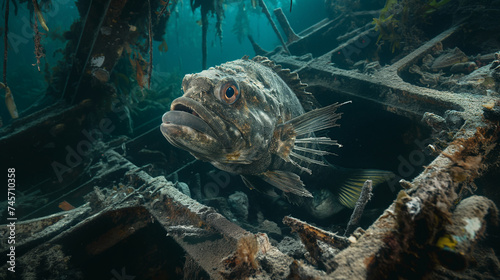 Camouflaged Deep-Sea Fish in Sunken Ship