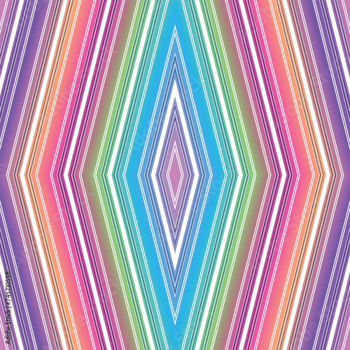 Vector seamless abstract checkered pattern with diagonal rainbow rhombuses