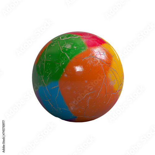 single colorful gumball with_a slight crack isolated on transparent background, png