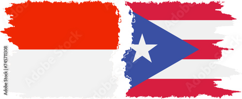 Free Download Puerto Rico and Indonesia grunge flags connection vector - GFXLoad
