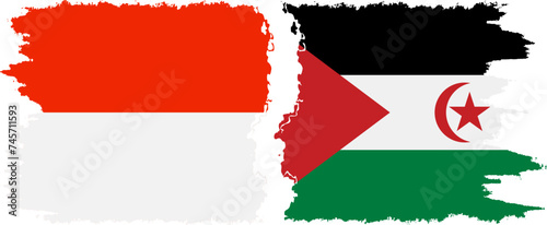 Free Download Western Sahara and Indonesia grunge flags connection vector - GFXLoad