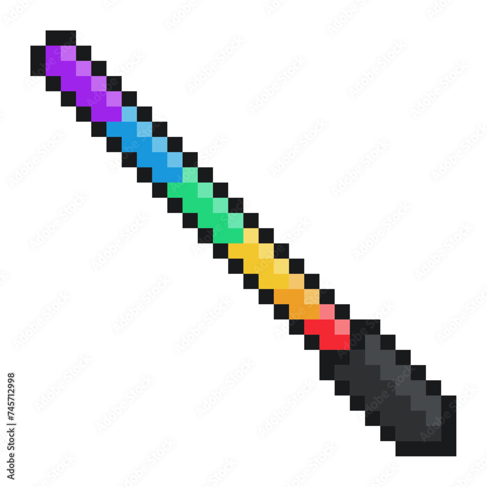 LGBT Pride Rainbow Lightstick, Pixel Art Icon, Isolated LGBT Pride Rainbow Lightstick, Pixel Art Icon, Isolated
