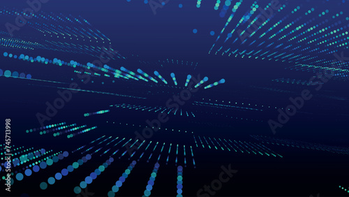 Abstract digital background. Data flow information. Digital communication concept. Science technology background. Big data visualization. 3D Vector 