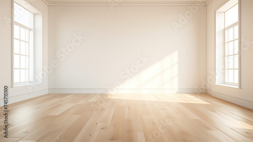 Empty Room With Two Windows and Hardwood Floor