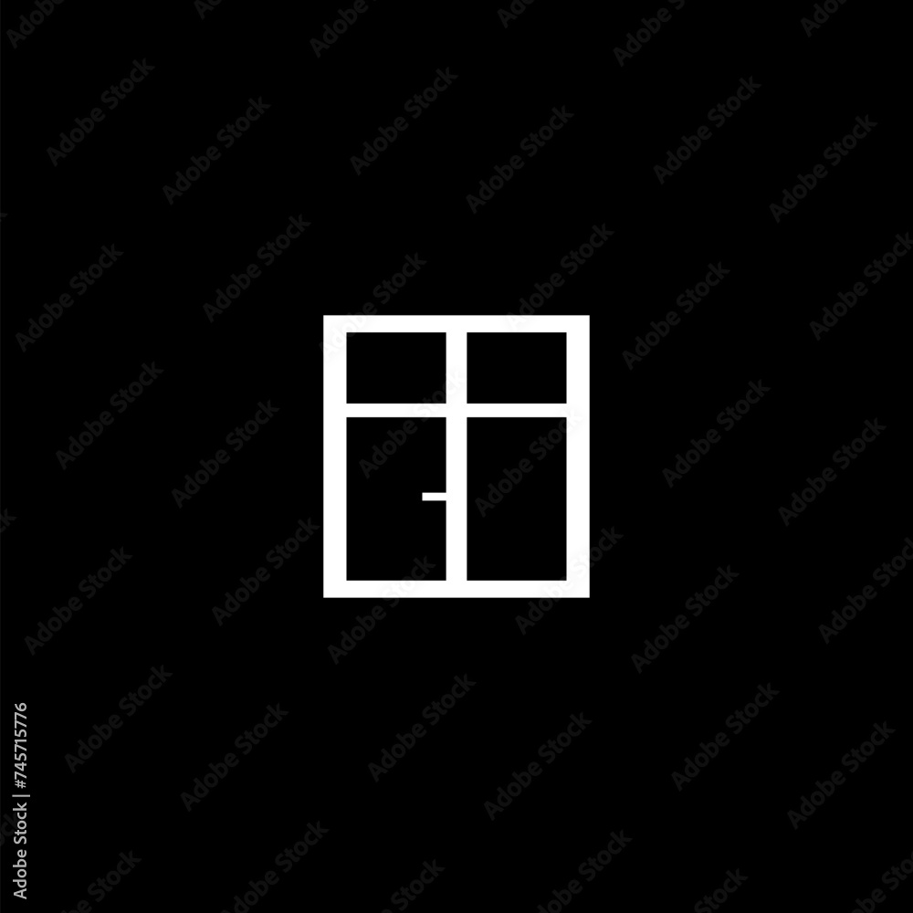 Window icon flat vector illustration for graphic and web design on black background