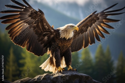 Eagle showing wingspan. Predatory bird