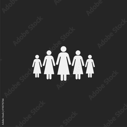 Woman s standing icon  isolated on black background 