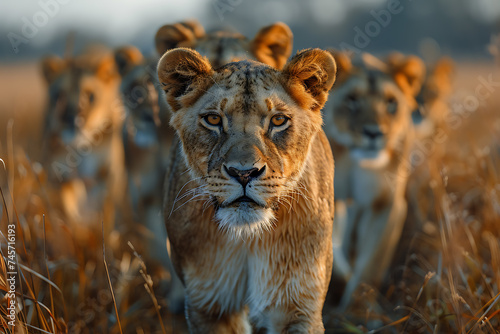 A handsome lion  king of beasts  and lionesses 