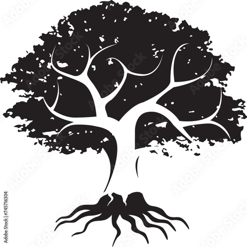 Detailed tree silhouettes of various trees on white background