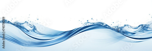 Blue Wave of Water on White Background