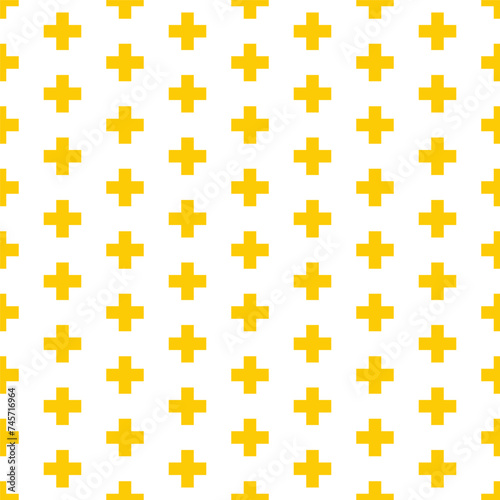 Seamless pattern with yellow plus symbol