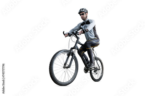 Cyclist on a Mountain Bike Isolated from Background