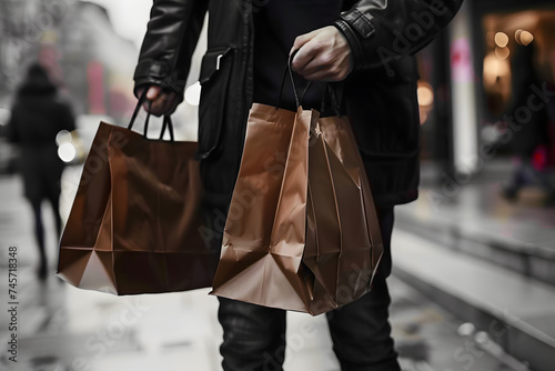person holding shopping bags