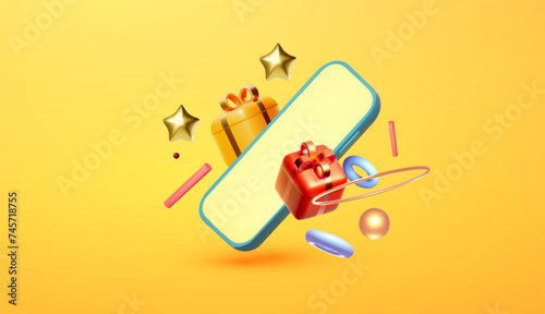 Online shopping and special offer design. Super sale, bonus and win online concept.