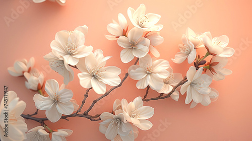 Delicate White Blossoms on Branch