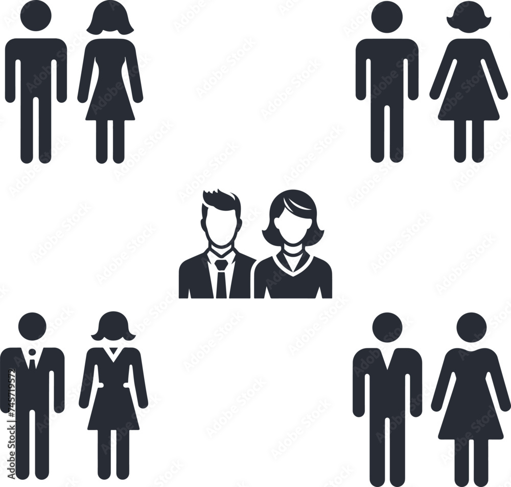 family silhouettes set, Set of vector men and women with business avatar profile picture family silhouettes set, Set of vector men and women with business avatar profile picture