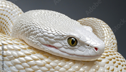 Auspicious white snake, isolated on dark background snake