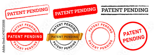 patent pending rectangle and circle stamp label sticker sign delay information permission