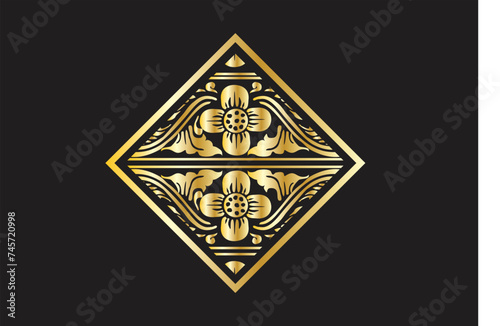 The gold floral motif is a typical Indonesian Balinese floral motif, exclusive and classic, suitable for various purposes. EPS VECTOR 10