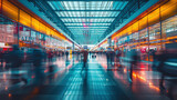 Vibrant Chaos: Intentional Camera Movement at Crowded Airport
