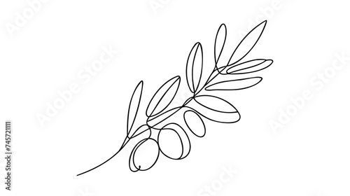 Olives in continuous line art drawing style. Minimalist black linear sketch on white background. Vector illustration