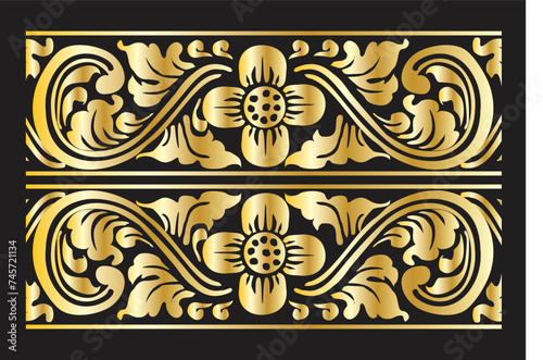 The gold floral motif is a typical Indonesian Balinese floral motif, exclusive and classic, suitable for various purposes. EPS VECTOR 10