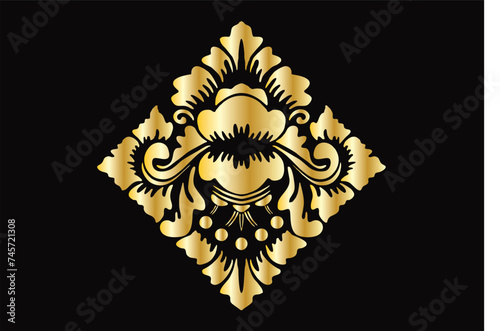 The gold floral motif is a typical Indonesian Balinese floral motif, exclusive and classic, suitable for various purposes. EPS VECTOR 10