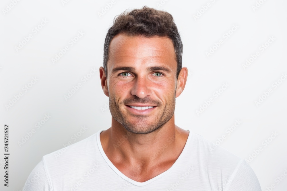 Portrait of a handsome young man smiling against a white background. Portrait of a handsome young man smiling against a white background.