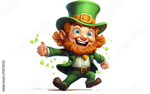 Festive Leprechaun Cartoon Character Spreading Cheer Isolated on Transparent Background PNG.