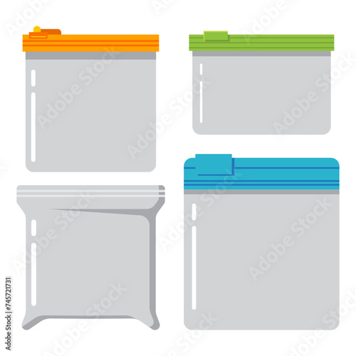 Empty ziplock bags vector cartoon set isolated on a white background.