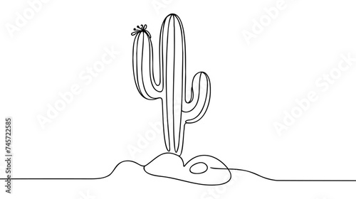 CACTUS LINE ART. Vector cactus. Continuous Line Drawing.