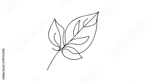 One line continuous of leaf, single line drawing art, tropical leaves. © artisttop
