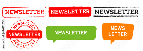 newsletter speech bubble rectangle and circle red stamp label sicker announcement business