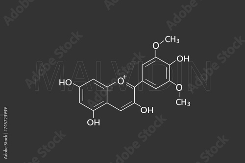 Malvidin molecular skeletal chemical formula