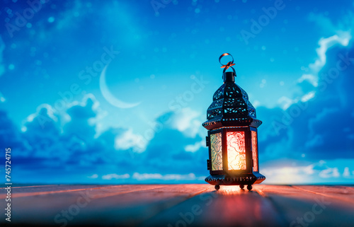 Arabic lantern with burning candle © Konstantin Yuganov
