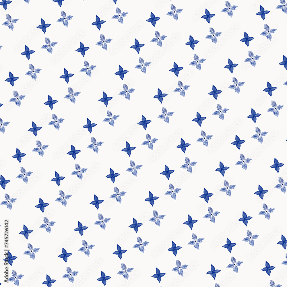Seamless pattern with flowers blueand white for summer Seamless pattern with flowers blueand white for summer