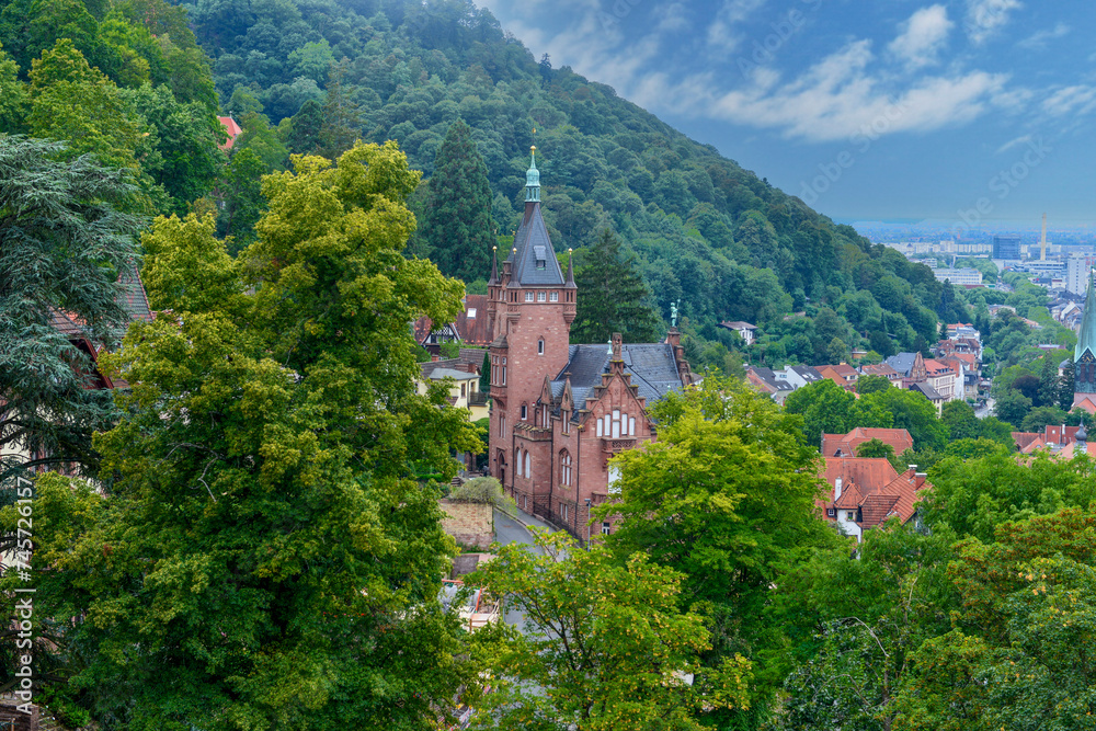 The town of Heidelberg in Baden-Württemberg, Germany. Former mansion of a student union near Heidelberg city center
​