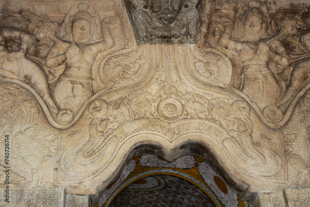 Stone Relief Carvings at the Temple of the Sacred Tooth Relic