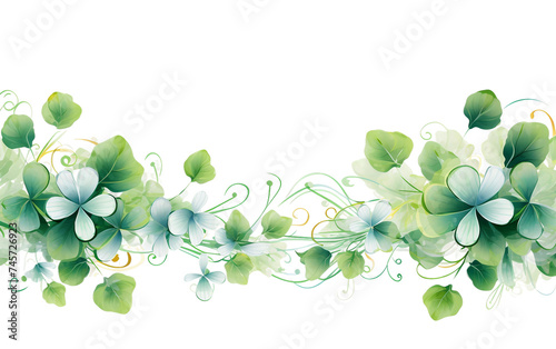 Festive Banner with Cheerful Clover Leaf Motifs Isolated on Transparent Background PNG.