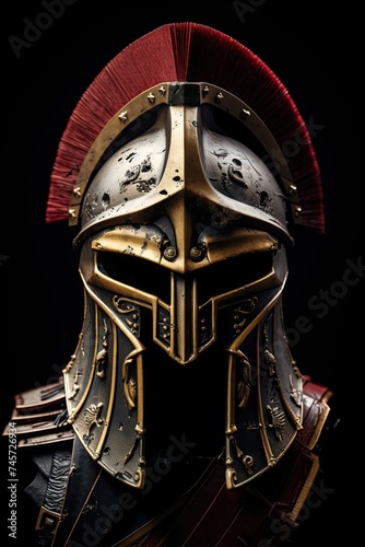 Spartan warrior helmet isolated on white ackground. Ai Generative